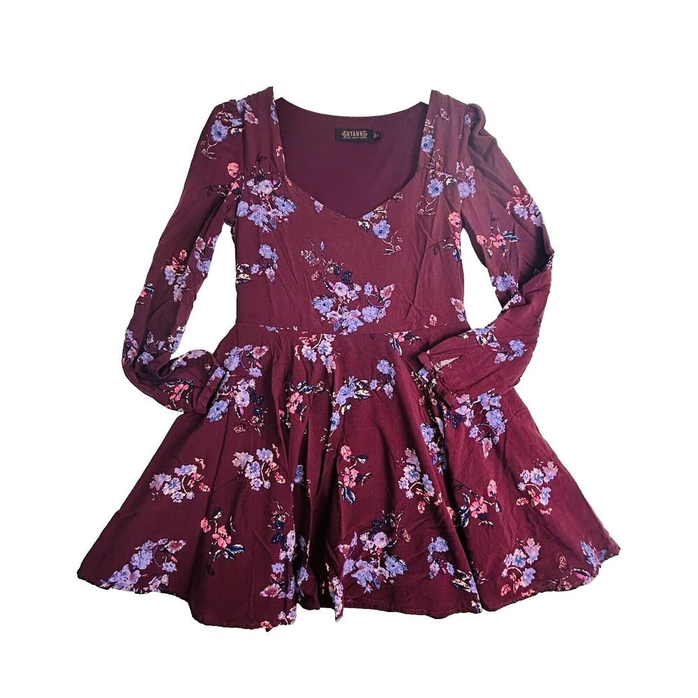 SHYANNE Floral Midi Dress Country Boho‎ Cottagecore Medium Western LS Girly